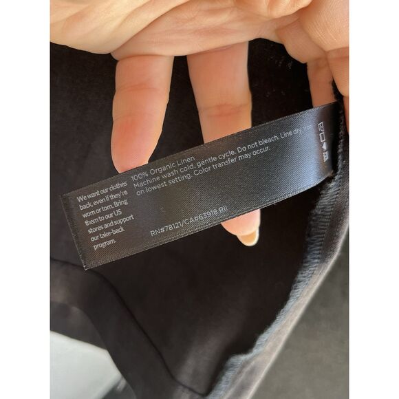 Eileen Fisher Notched Lapel Longline Organic Linen Open Blazer - Size 1X- Black - Picture 12 of 13